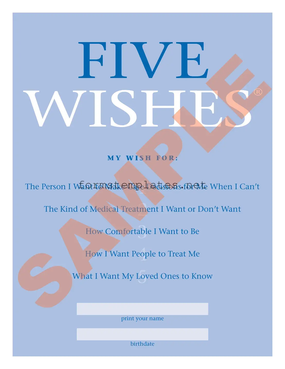 Free 5 Wishes Document Template