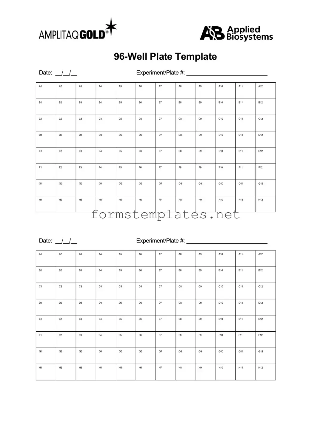 Free 96 Well Template