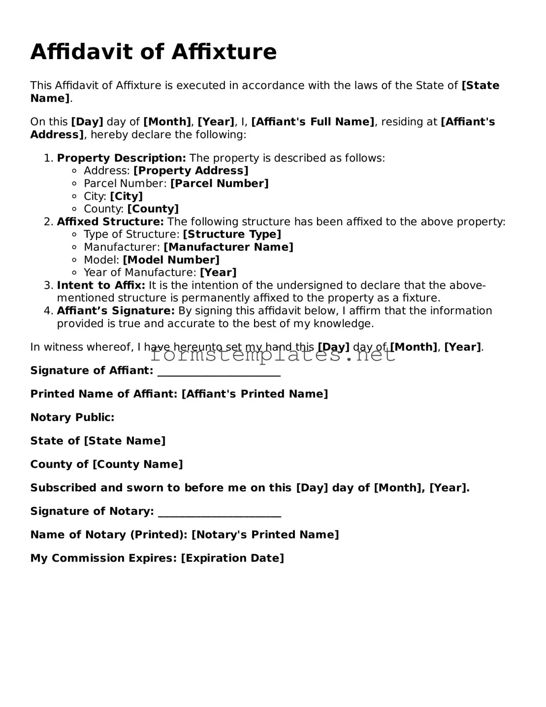 Attorney-Verified Affidavit of Affixture Form
