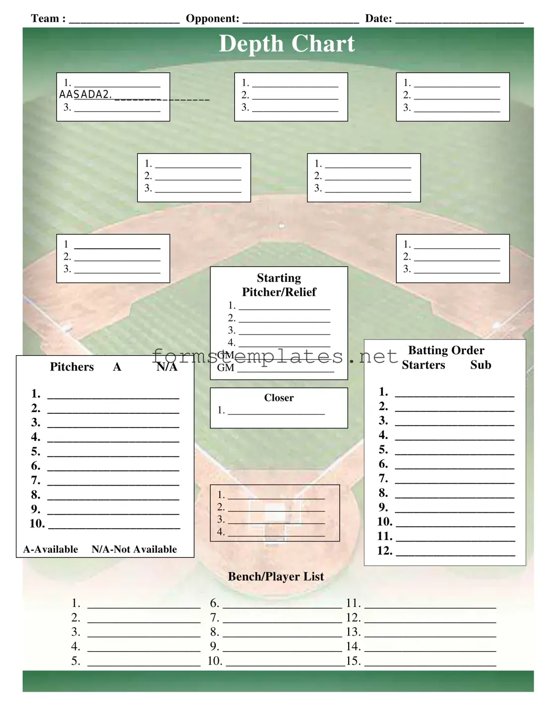 Free Baseball Field Lineup Template