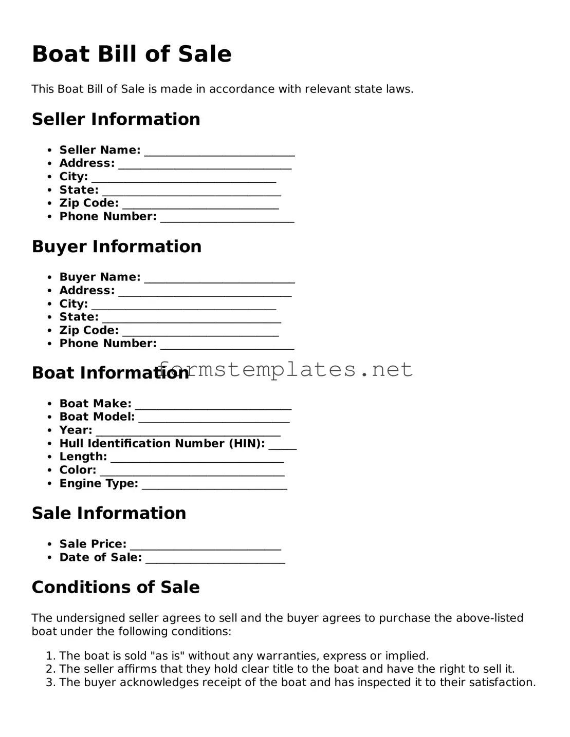 Attorney-Verified Boat Bill of Sale Form