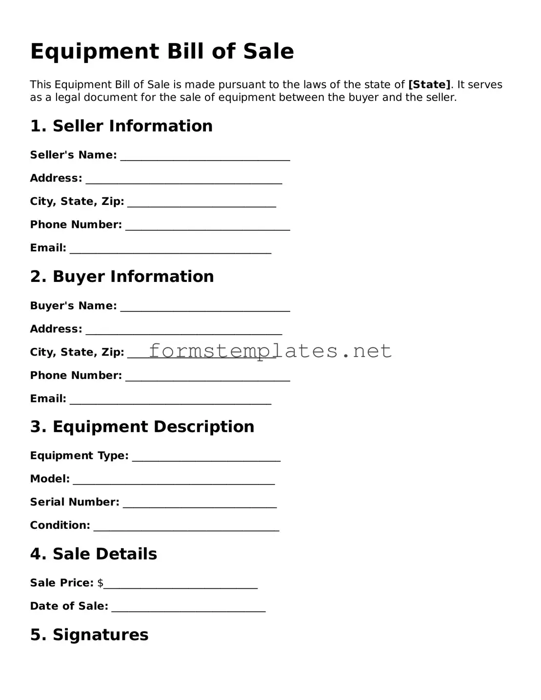 Attorney-Verified Equipment Bill of Sale Form