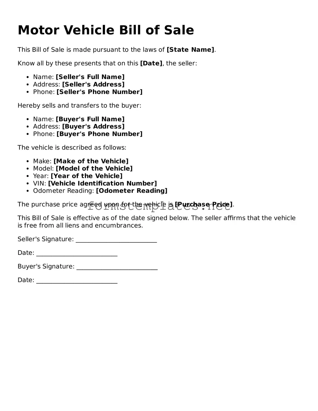 Attorney-Verified Motor Vehicle Bill of Sale Form