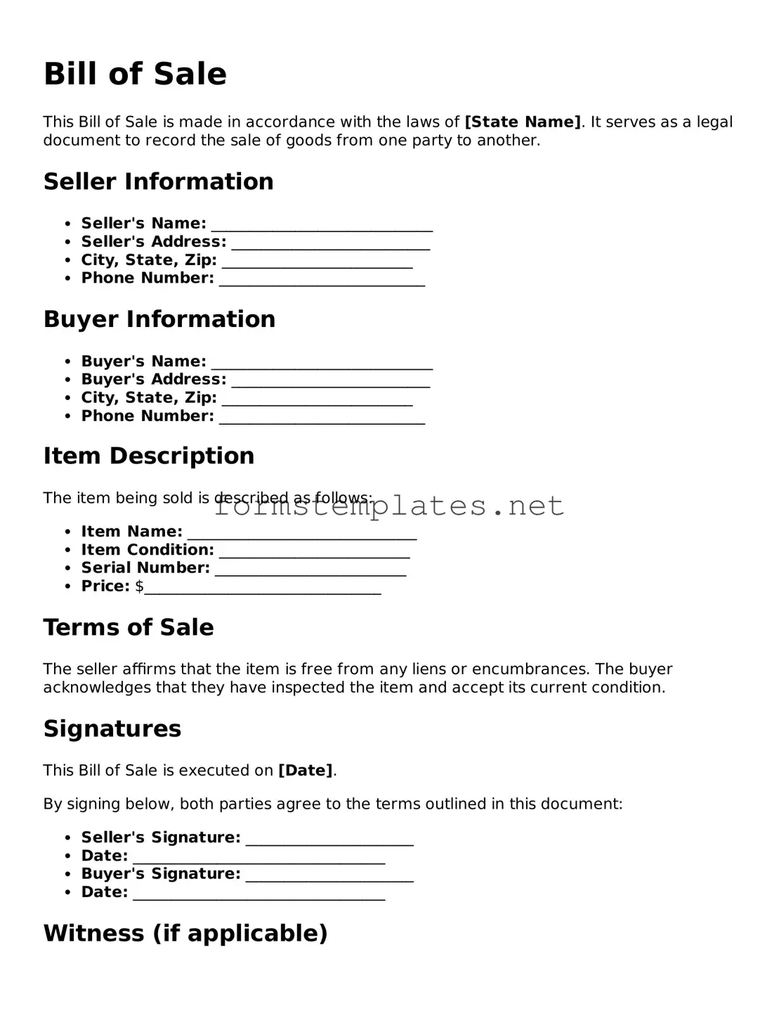 Attorney-Verified Bill of Sale Form