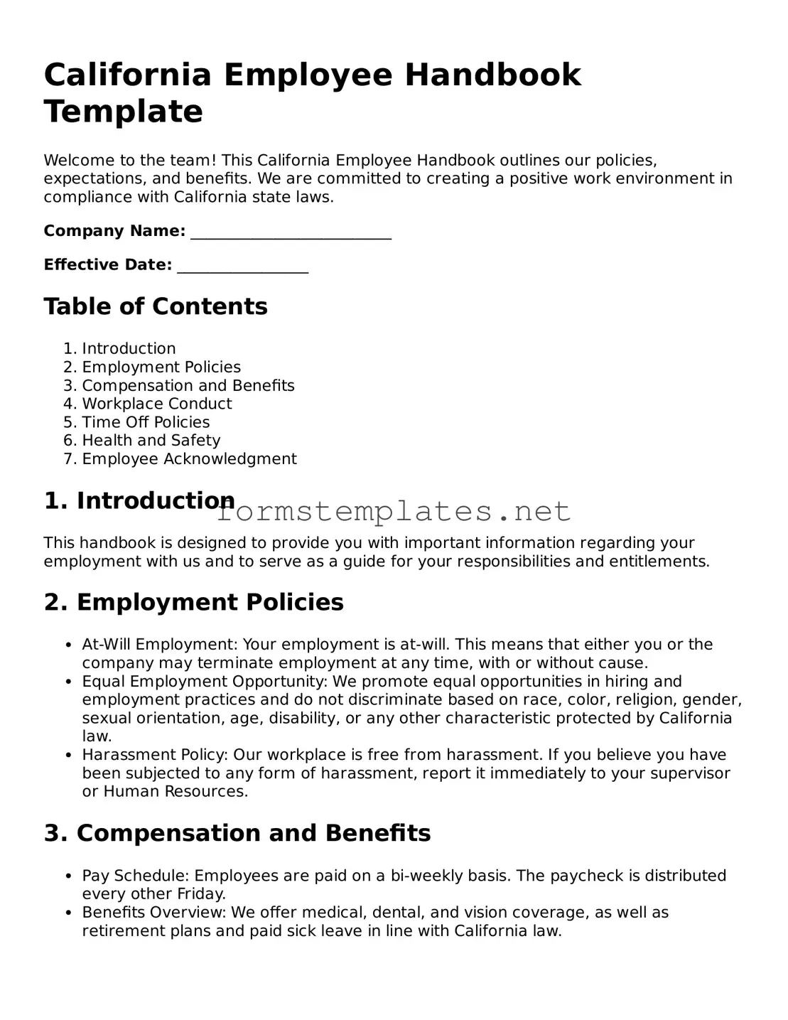 Attorney-Approved California Employee Handbook Template