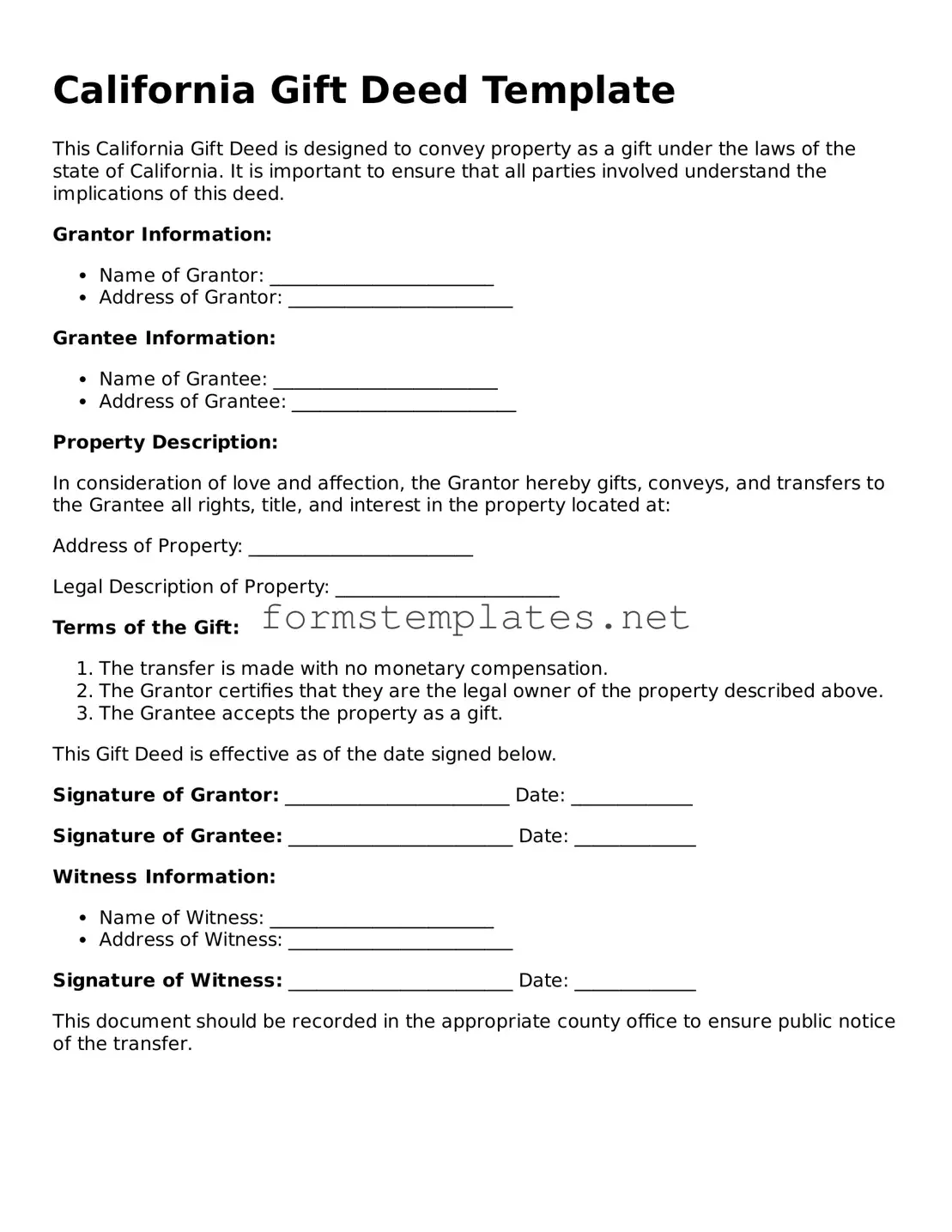 Attorney-Approved California Gift Deed Template