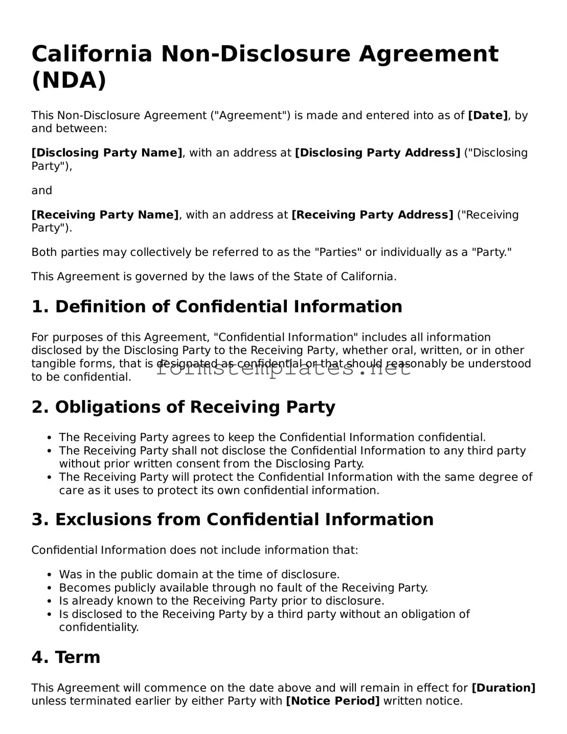 Attorney-Approved California Non-disclosure Agreement Template