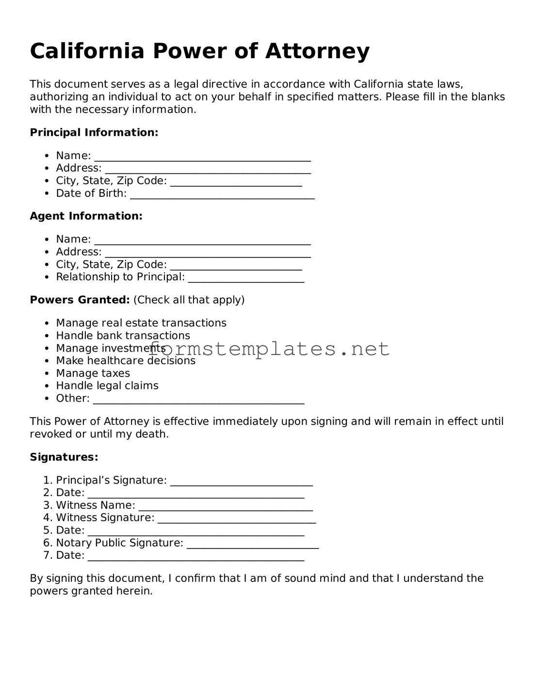 Attorney-Approved California Power of Attorney Template