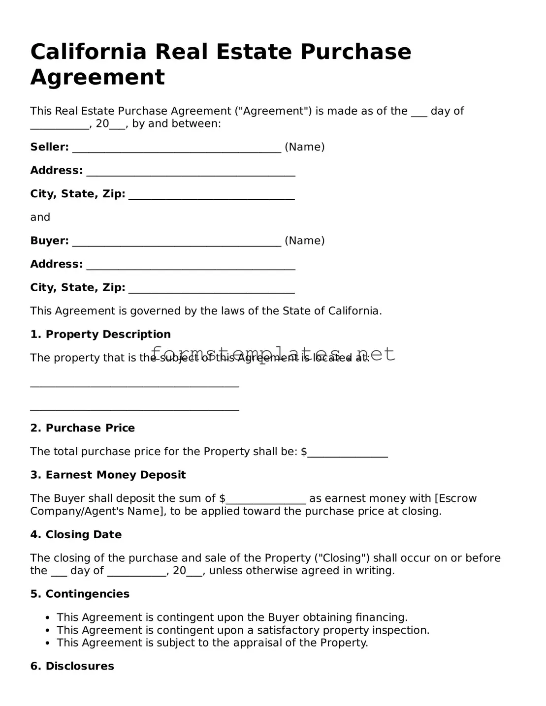 Attorney-Approved California Real Estate Purchase Agreement Template