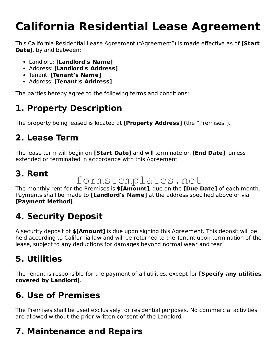 Attorney-Approved California Lease Agreement Template