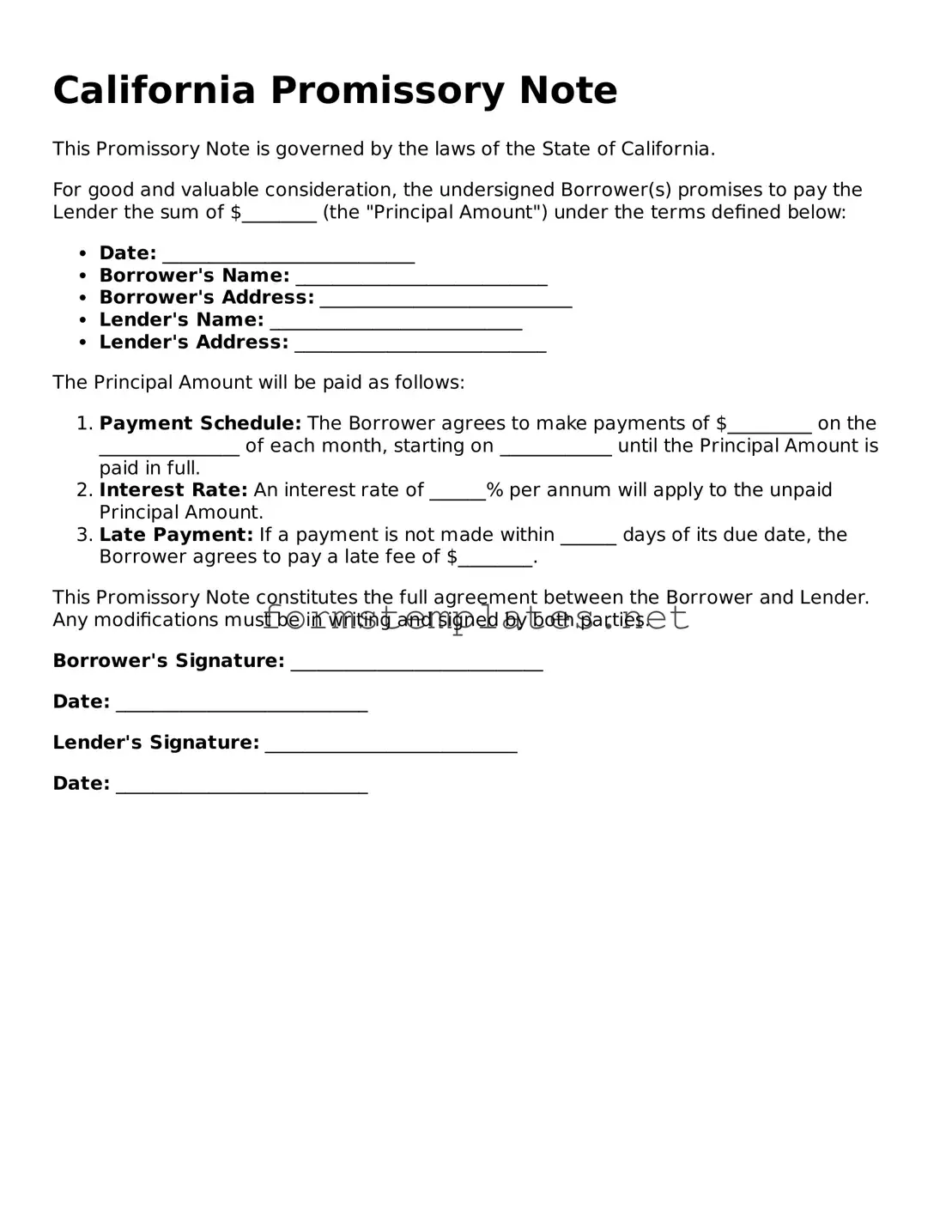 Attorney-Approved California Promissory Note Template