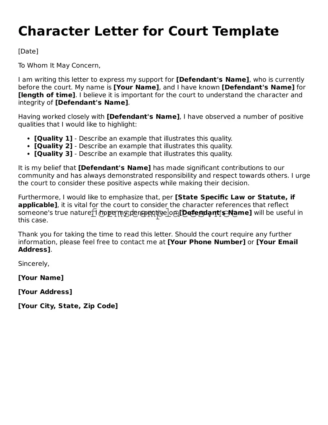 Attorney-Verified Character Letter for Court Form