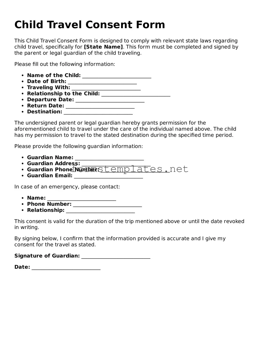 Attorney-Verified Child Travel Consent Form Form