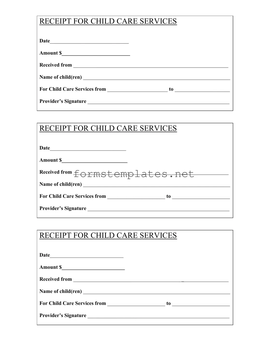 Free Childcare Receipt Template