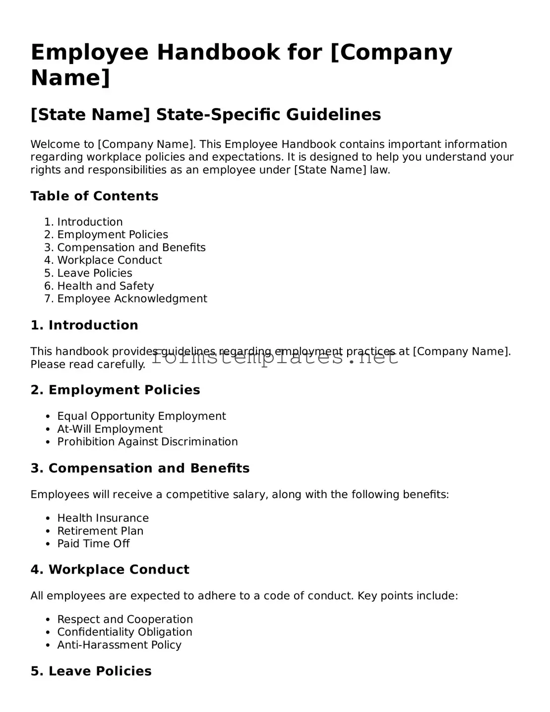 Attorney-Verified Employee Handbook Form