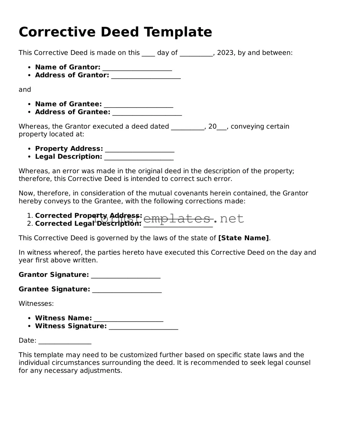Attorney-Verified Corrective Deed Form