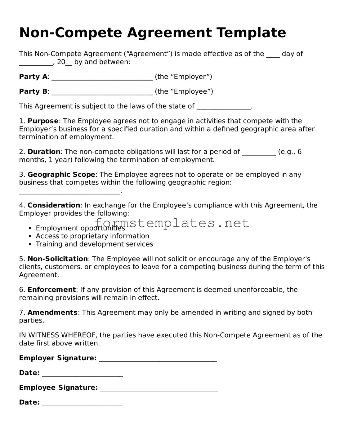 Attorney-Verified Non-compete Agreement Form