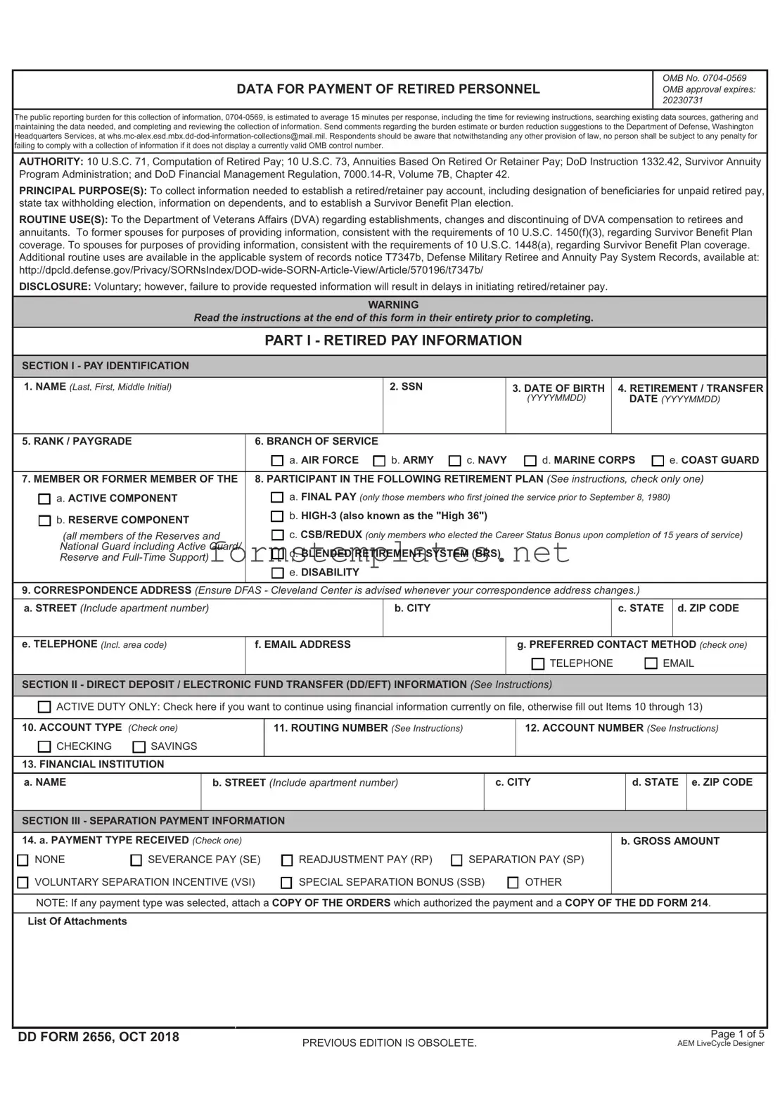 Free DD 2656 Template
