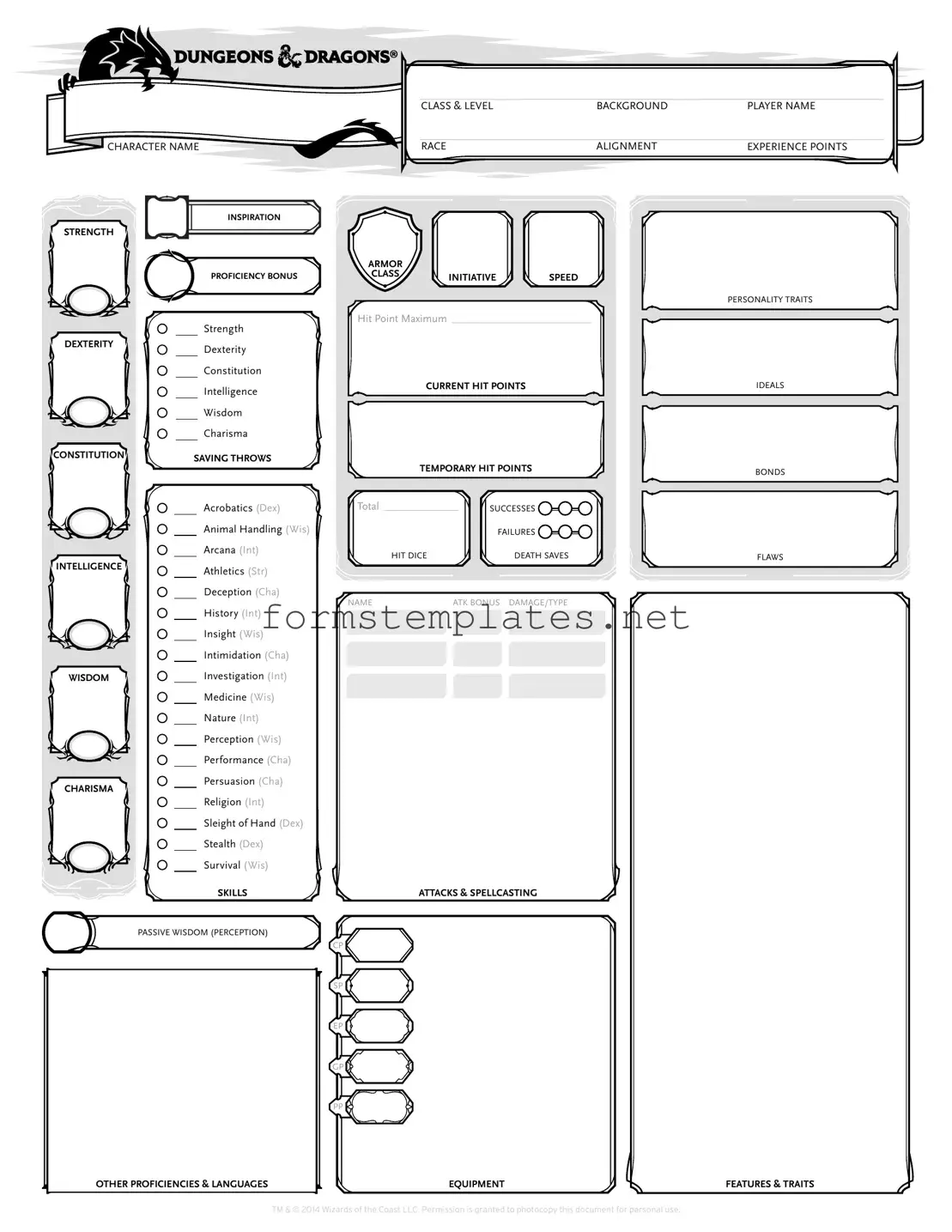 Free Dnd Character Sheet Template