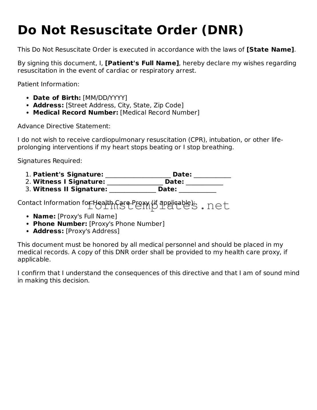 Attorney-Verified Do Not Resuscitate Order Form