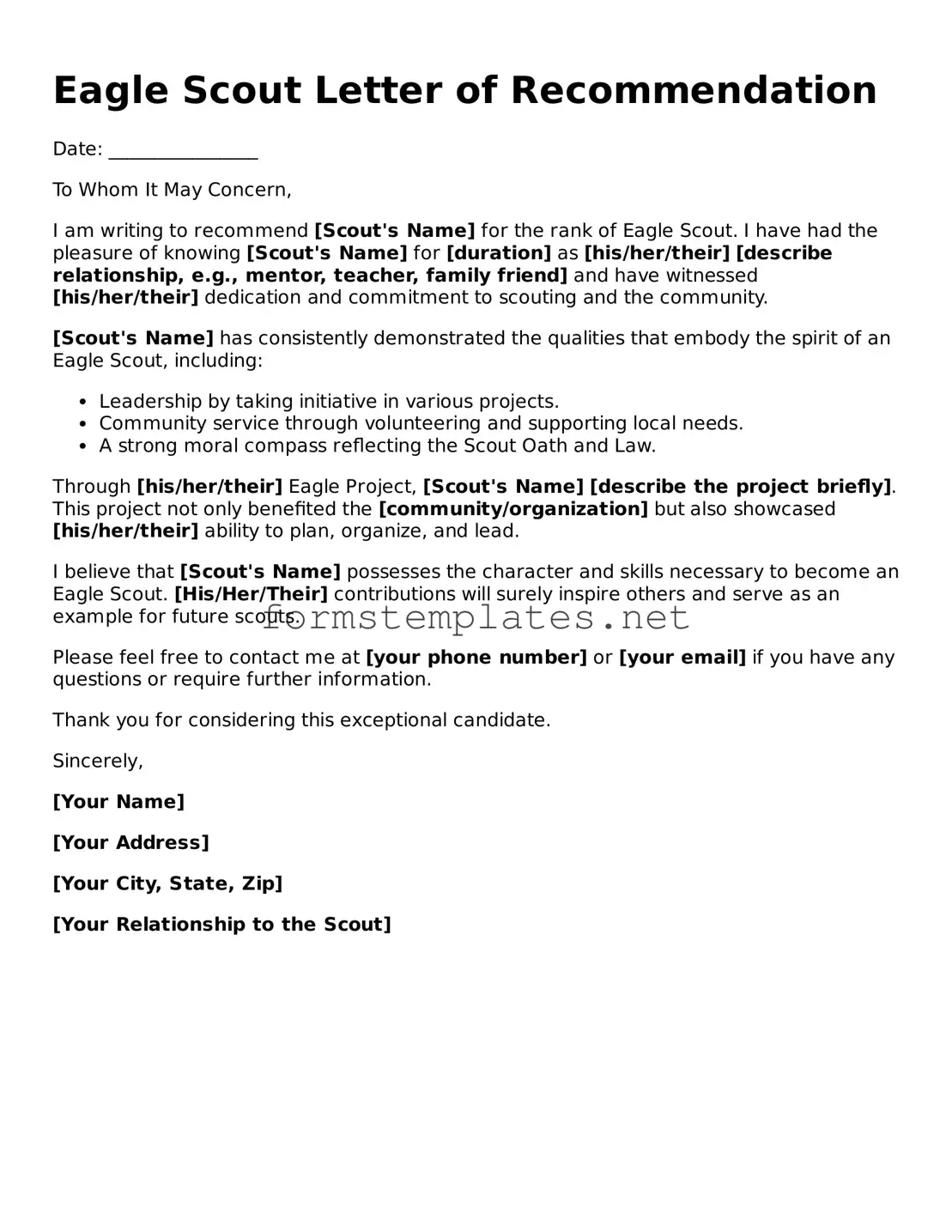 Attorney-Verified Eagle Scout Letter of Recommendation Form
