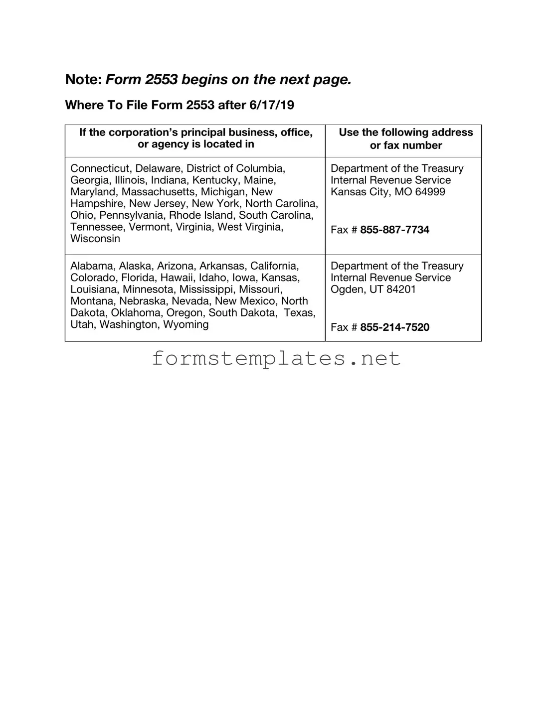 Free IRS 2553 Template