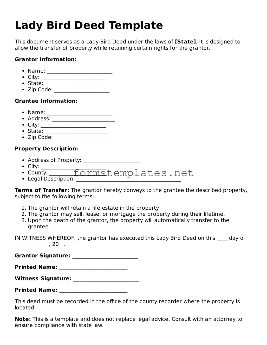 Attorney-Verified Lady Bird Deed Form