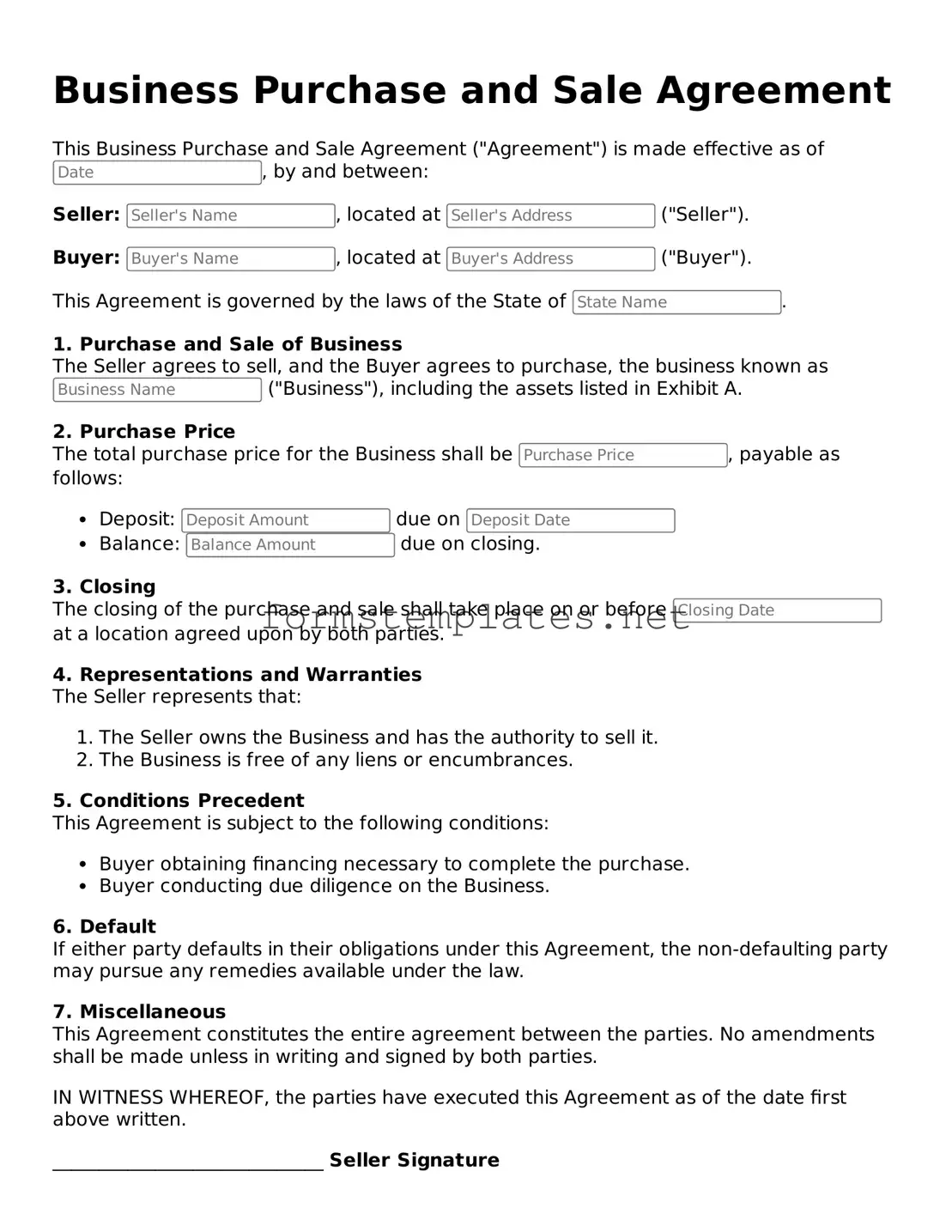 Attorney-Verified Business Purchase and Sale Agreement Form