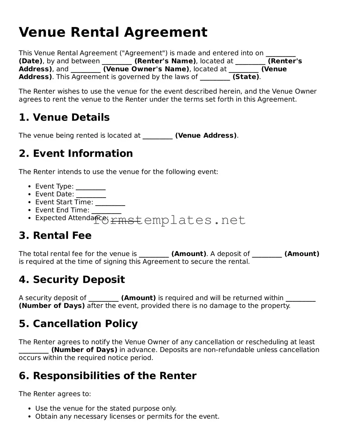 Attorney-Verified Venue Rental Agreement Form