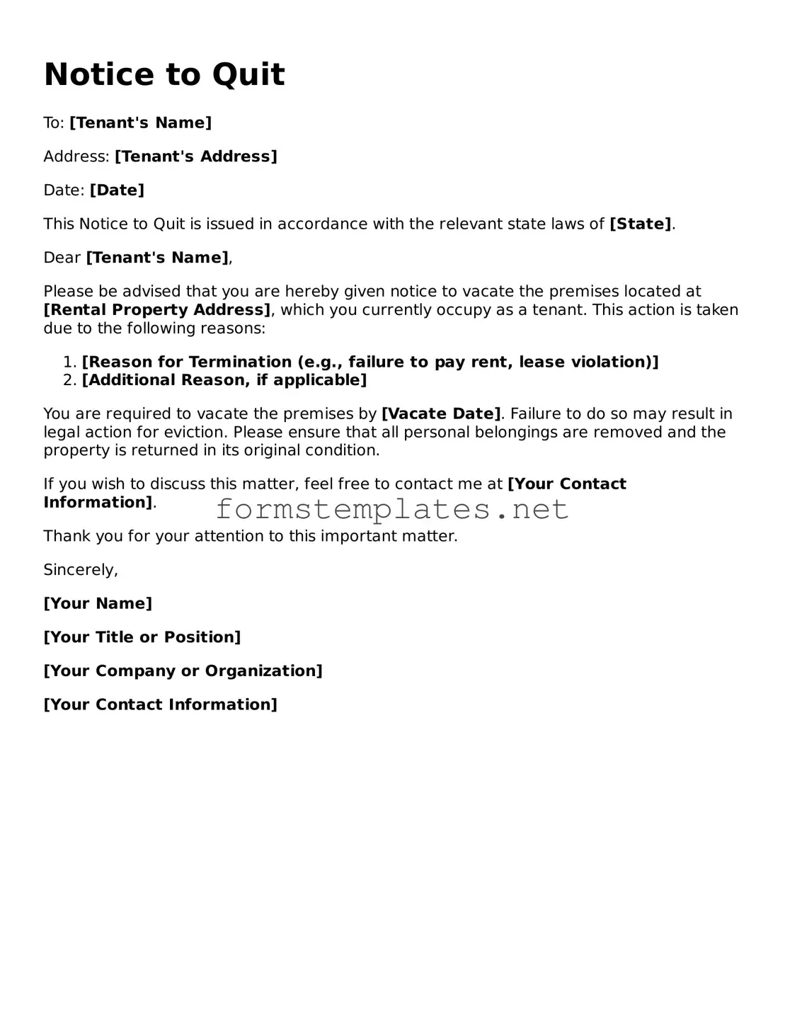 Attorney-Verified Notice to Quit Form
