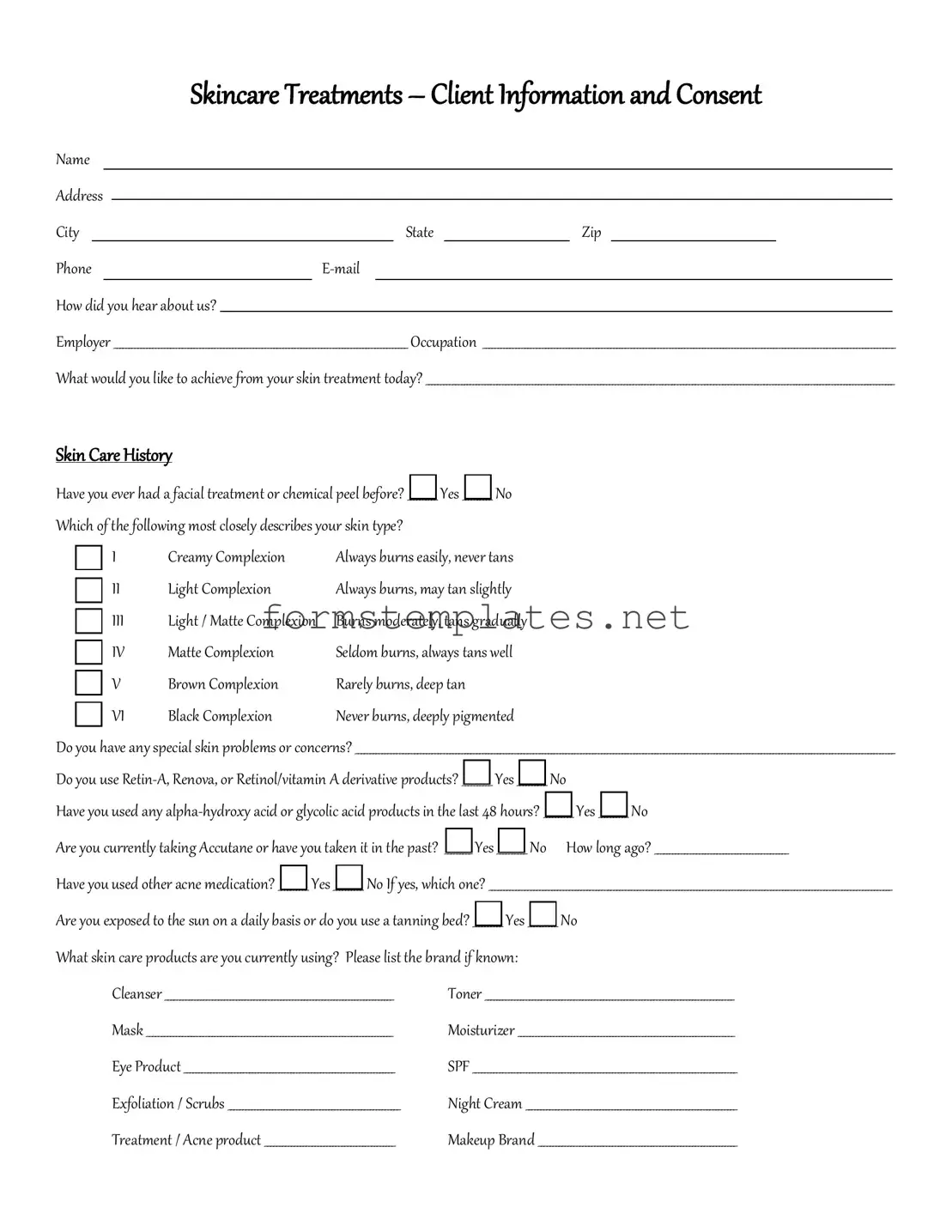 Free Facial Consent Template
