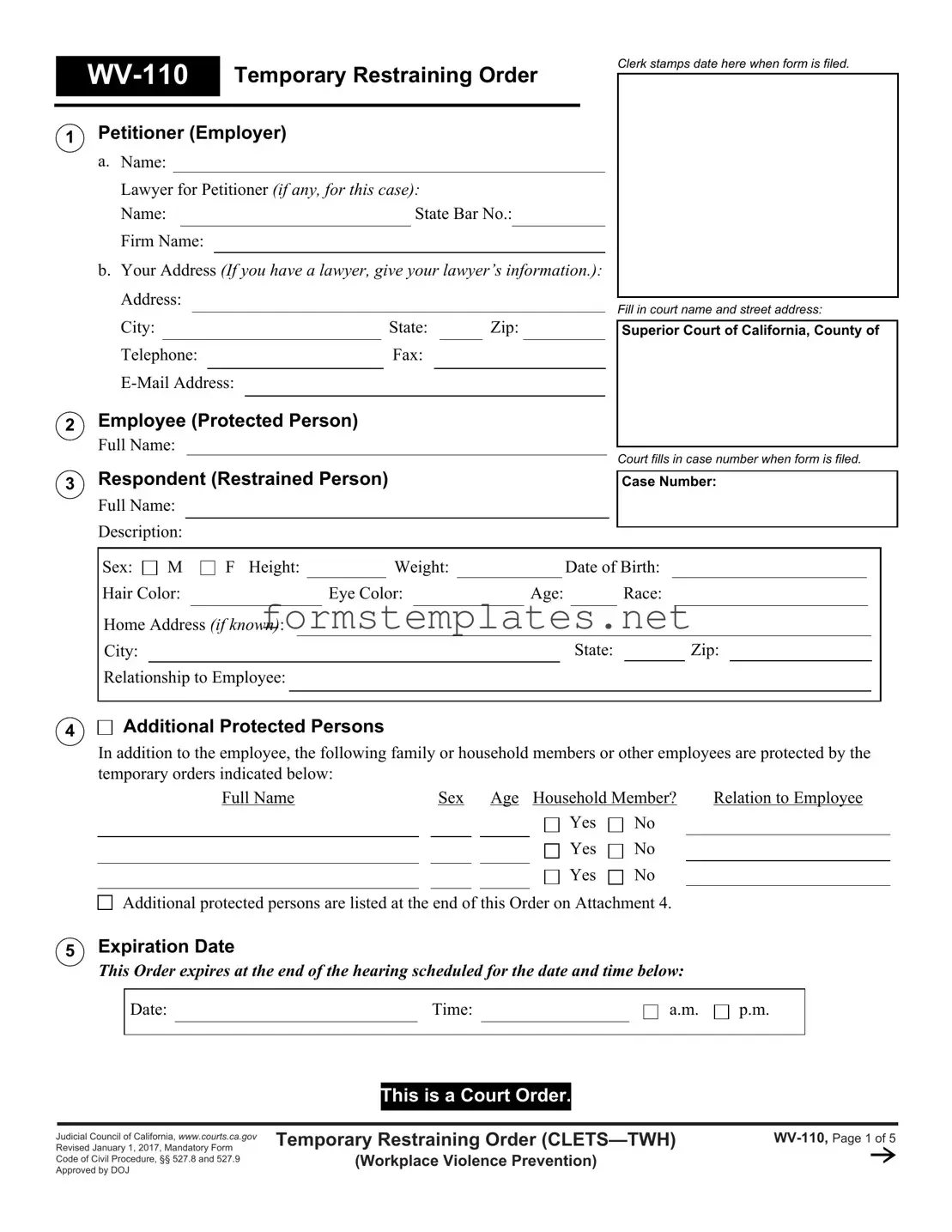 Free Fake Restraining Order Template