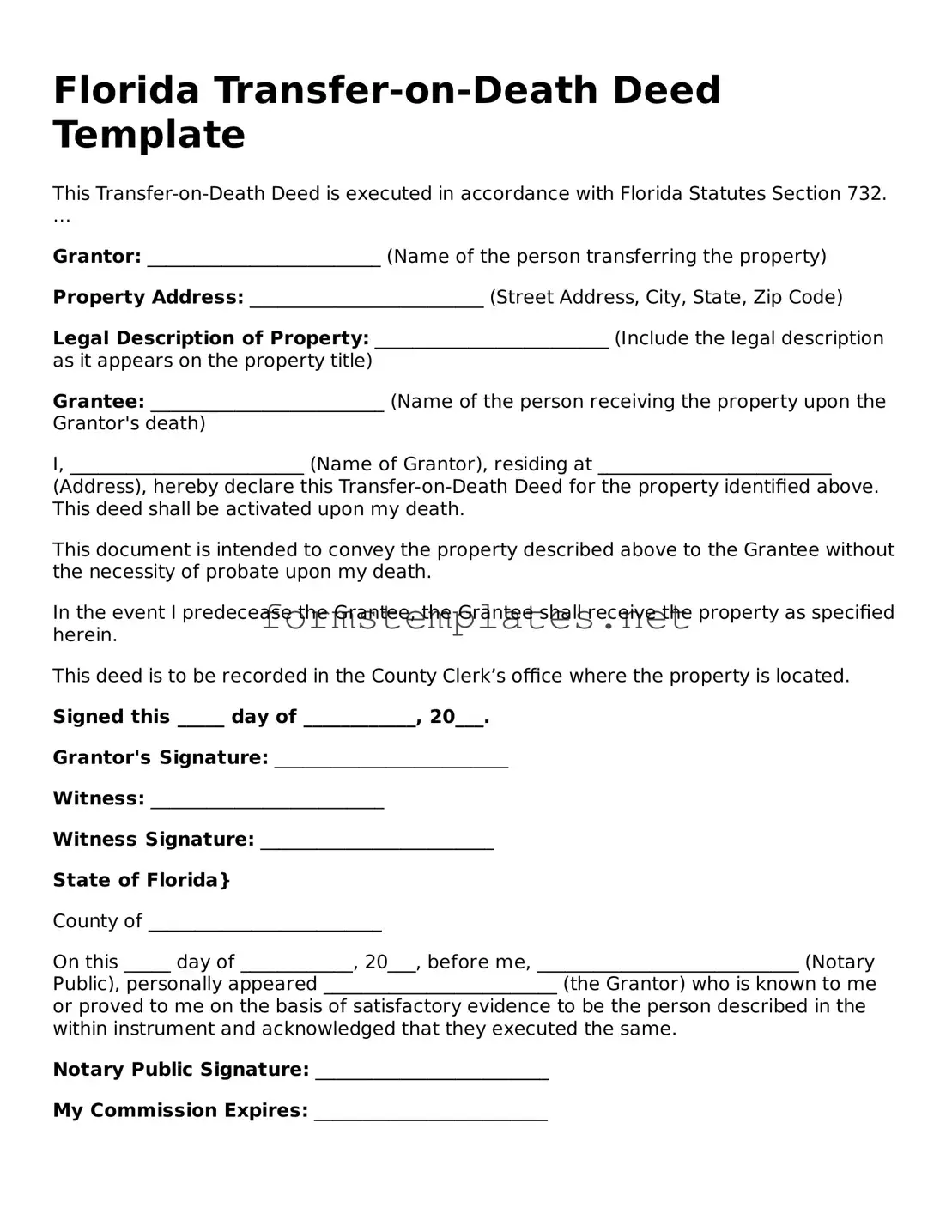 Attorney-Approved Florida Transfer-on-Death Deed Template