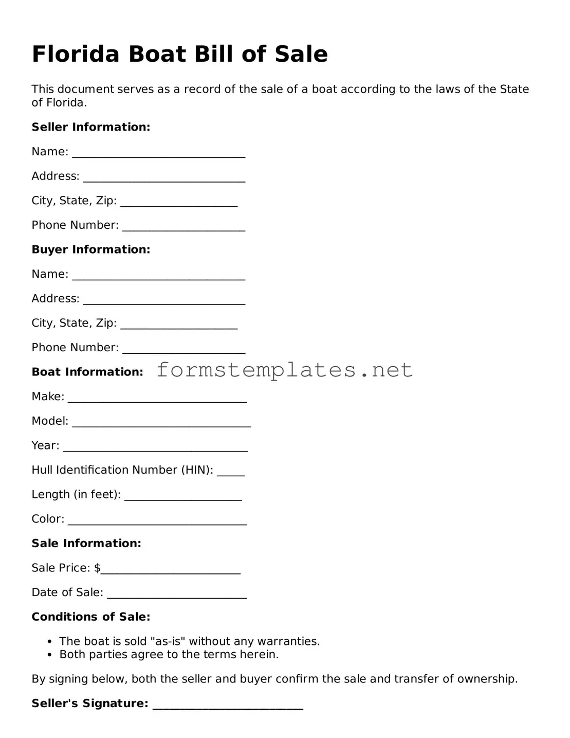 Attorney-Approved Florida Boat Bill of Sale Template