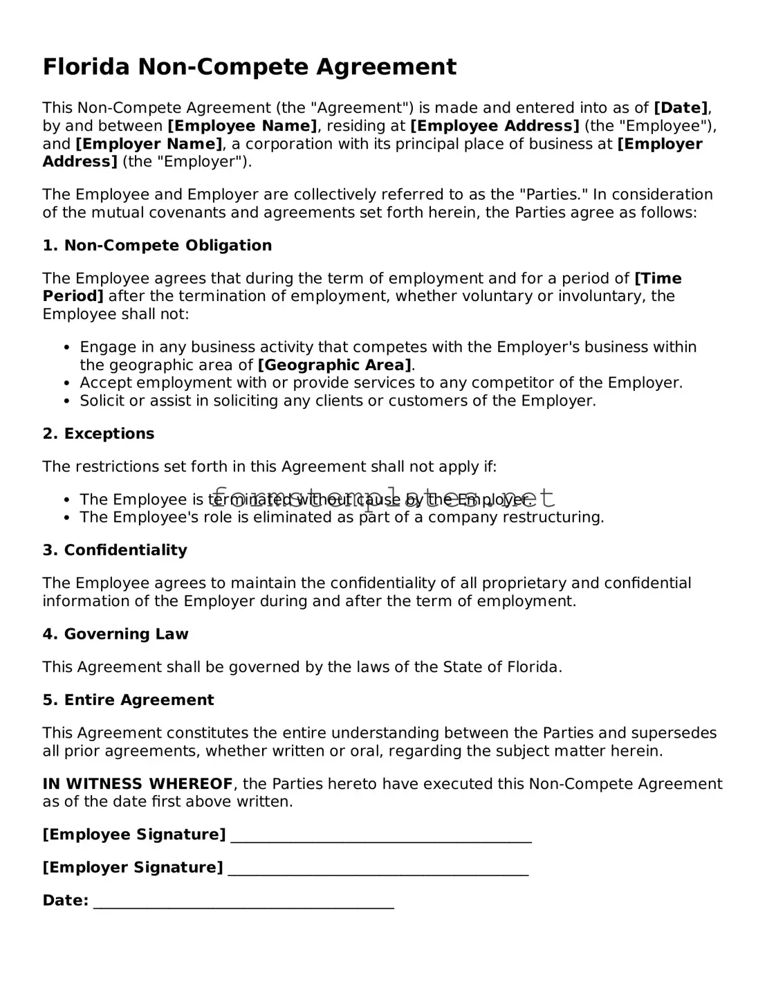 Attorney-Approved Florida Non-compete Agreement Template