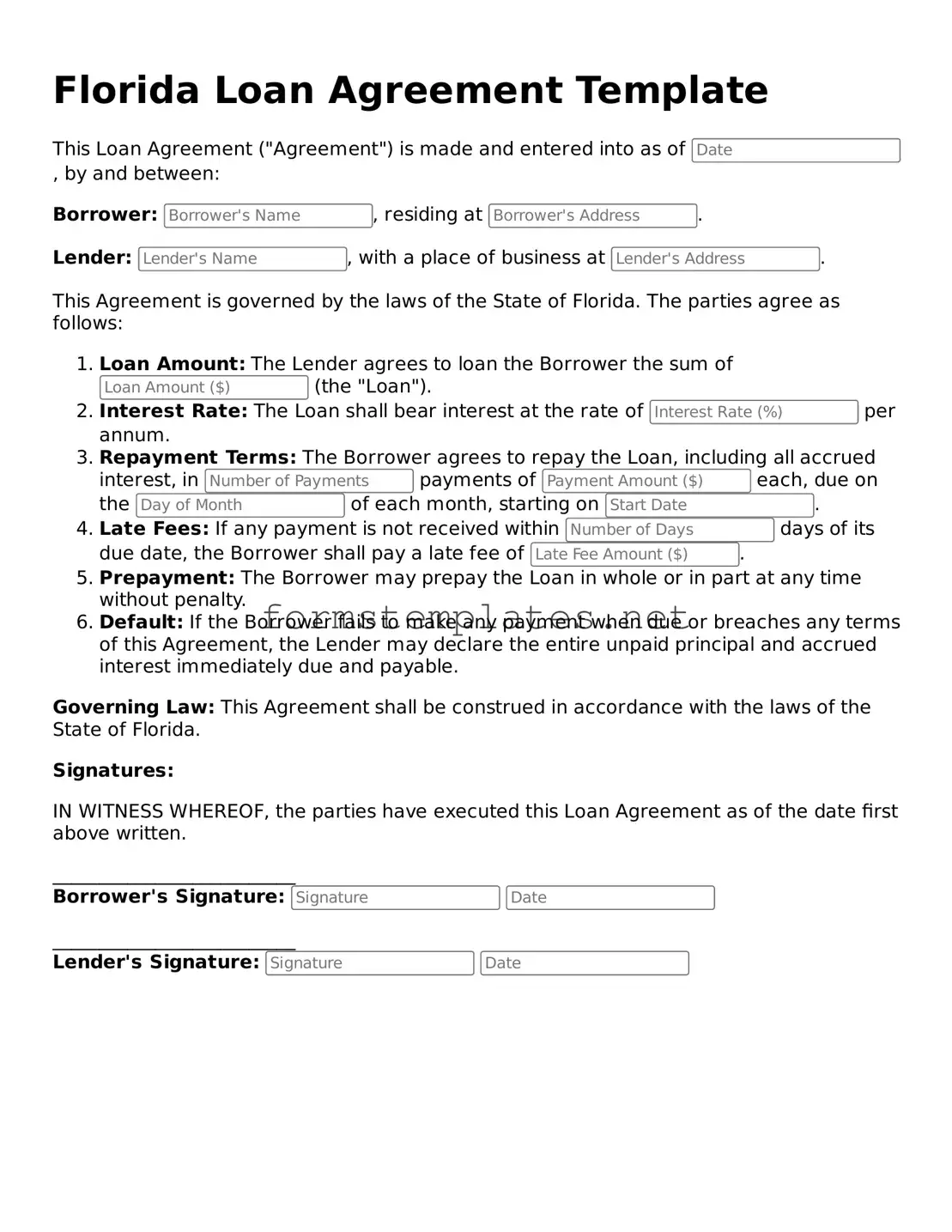 Attorney-Approved Florida Loan Agreement Template