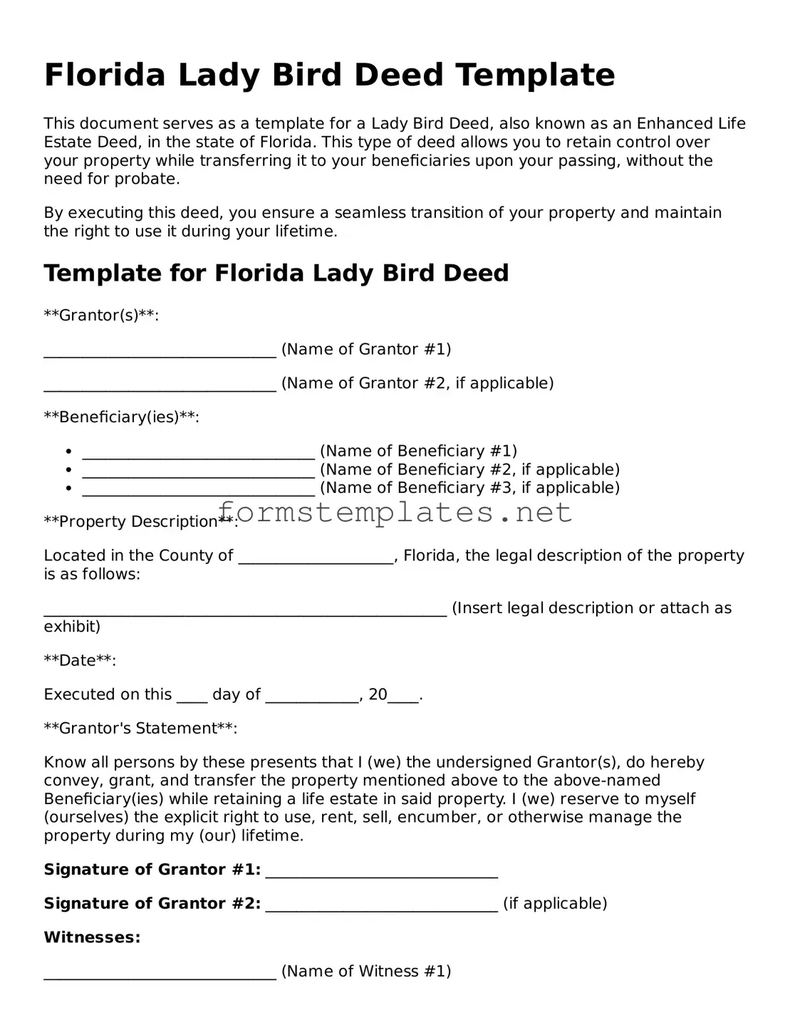 Attorney-Approved Florida Lady Bird Deed Template