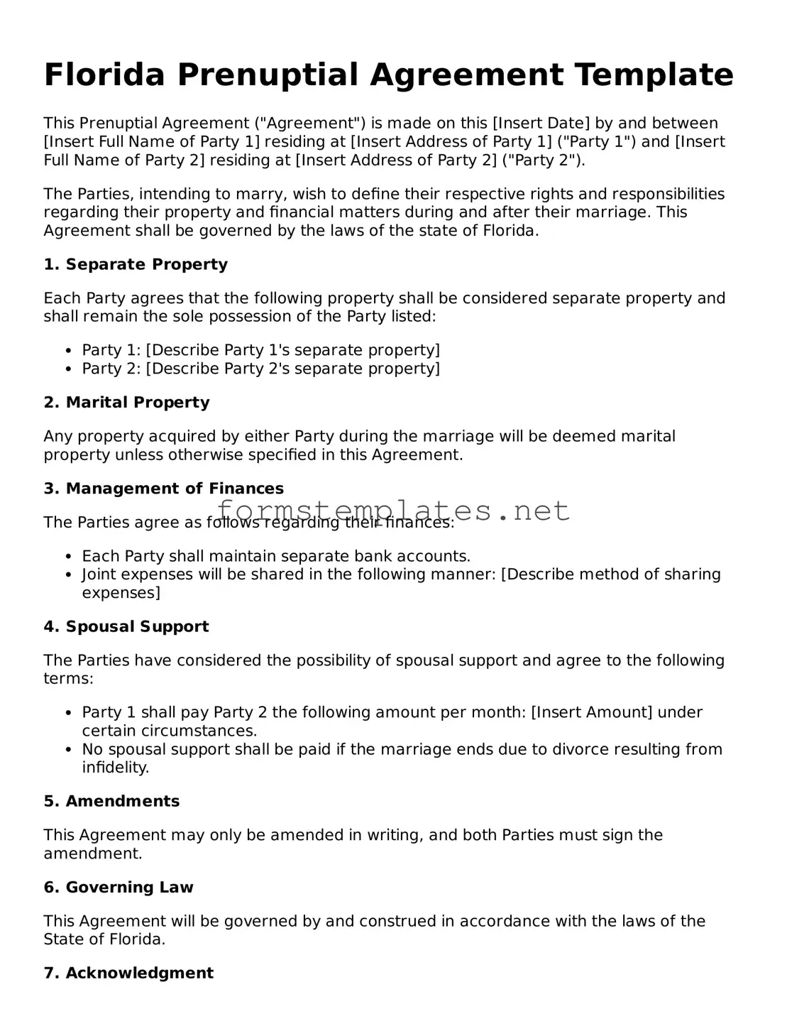 Attorney-Approved Florida Prenuptial Agreement Template