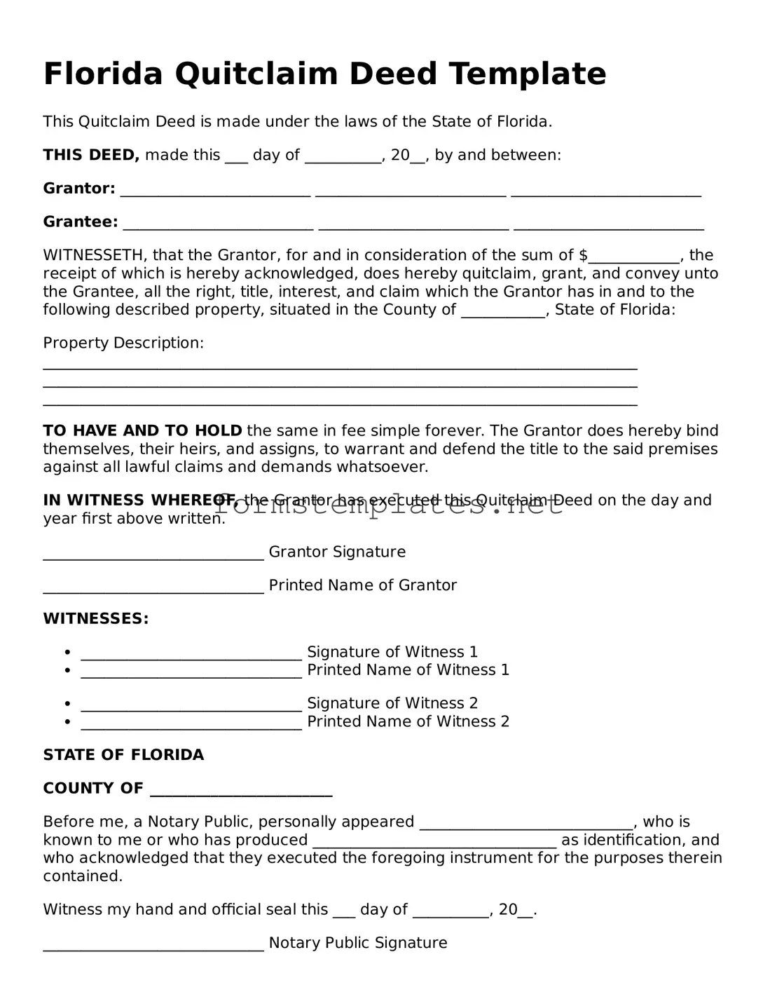 Attorney-Approved Florida Quitclaim Deed Template