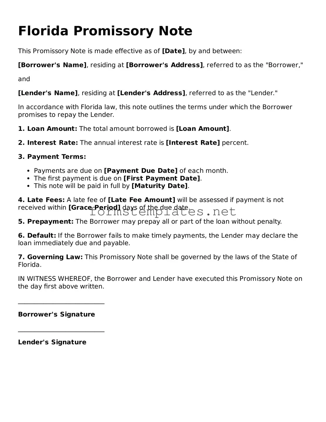 Attorney-Approved Florida Promissory Note Template