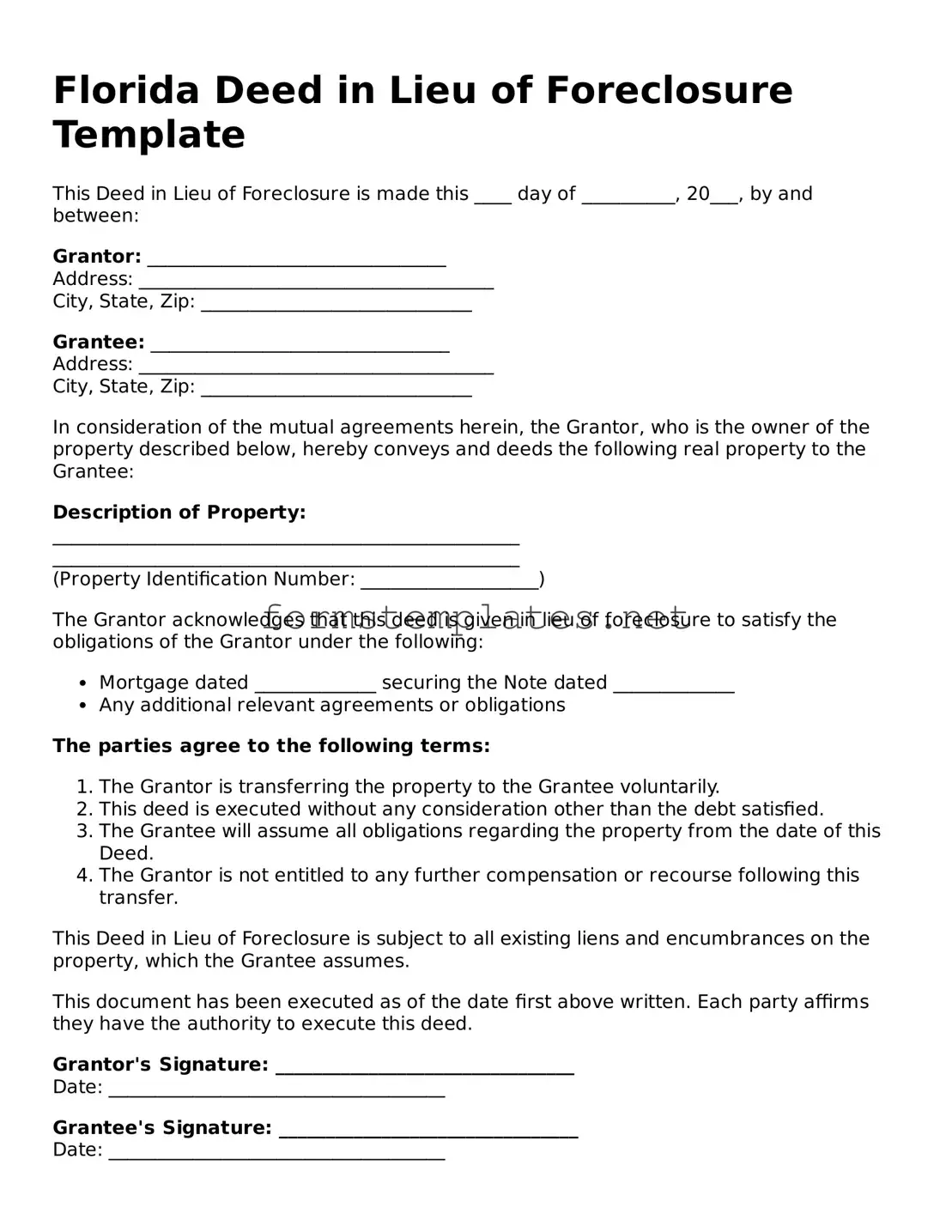 Attorney-Approved Florida Deed in Lieu of Foreclosure Template