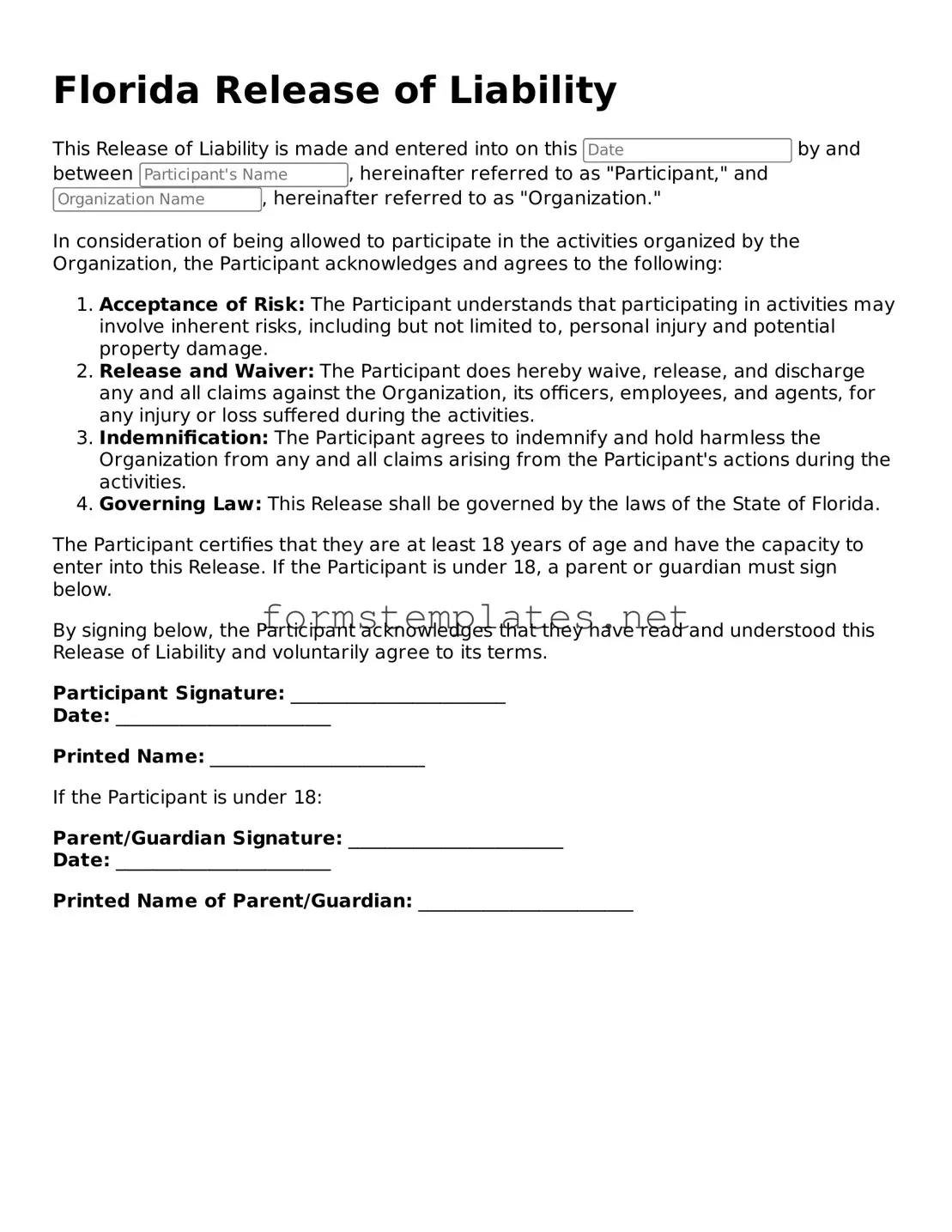 Attorney-Approved Florida Release of Liability Template