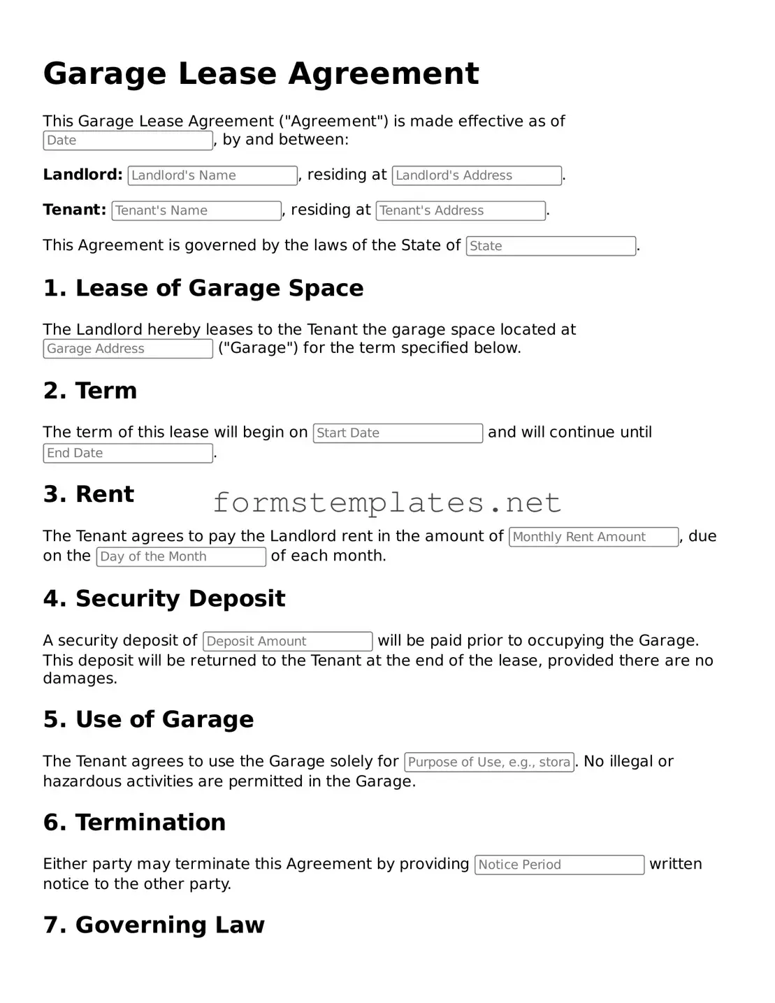 Attorney-Verified Garage Lease Agreement Form