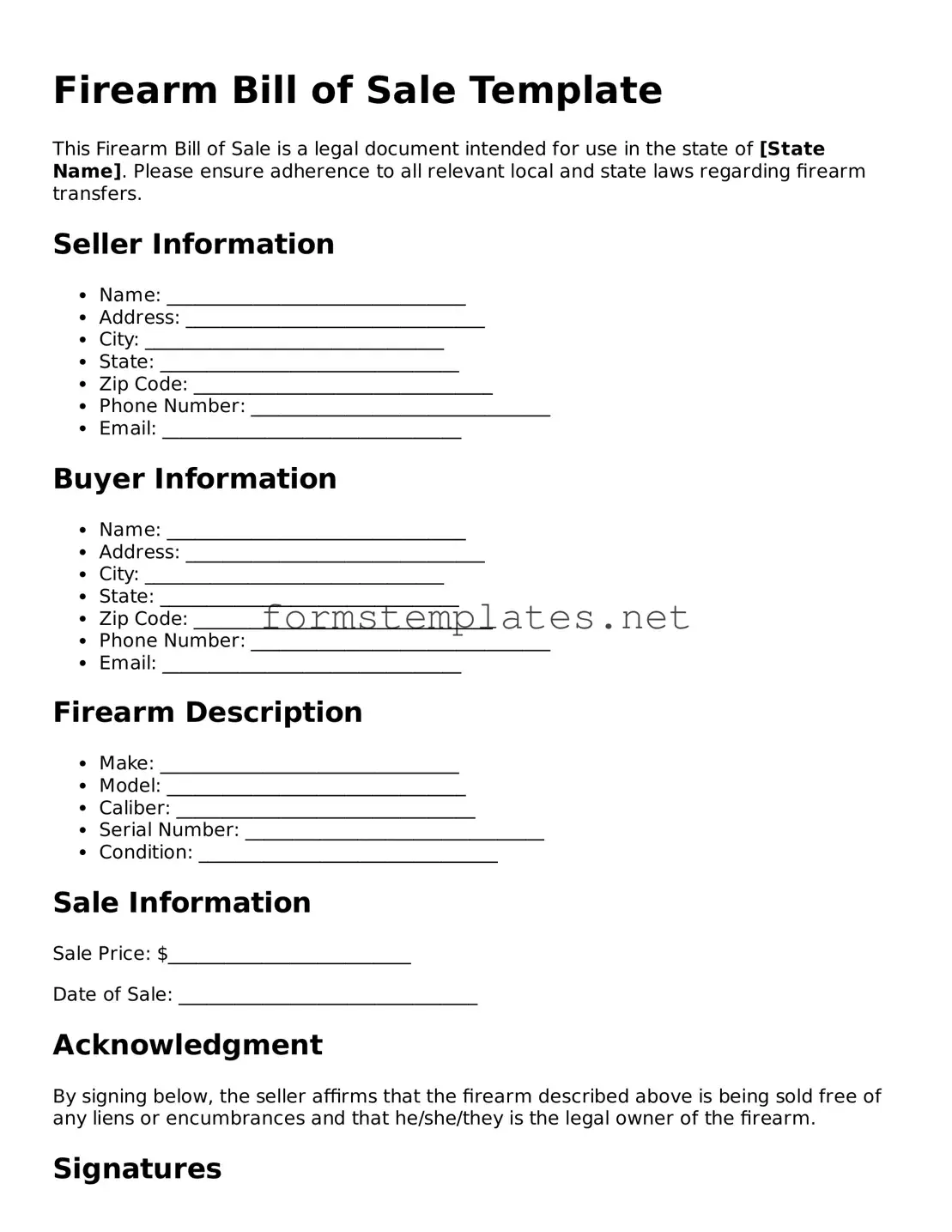 Attorney-Verified Firearm Bill of Sale Form