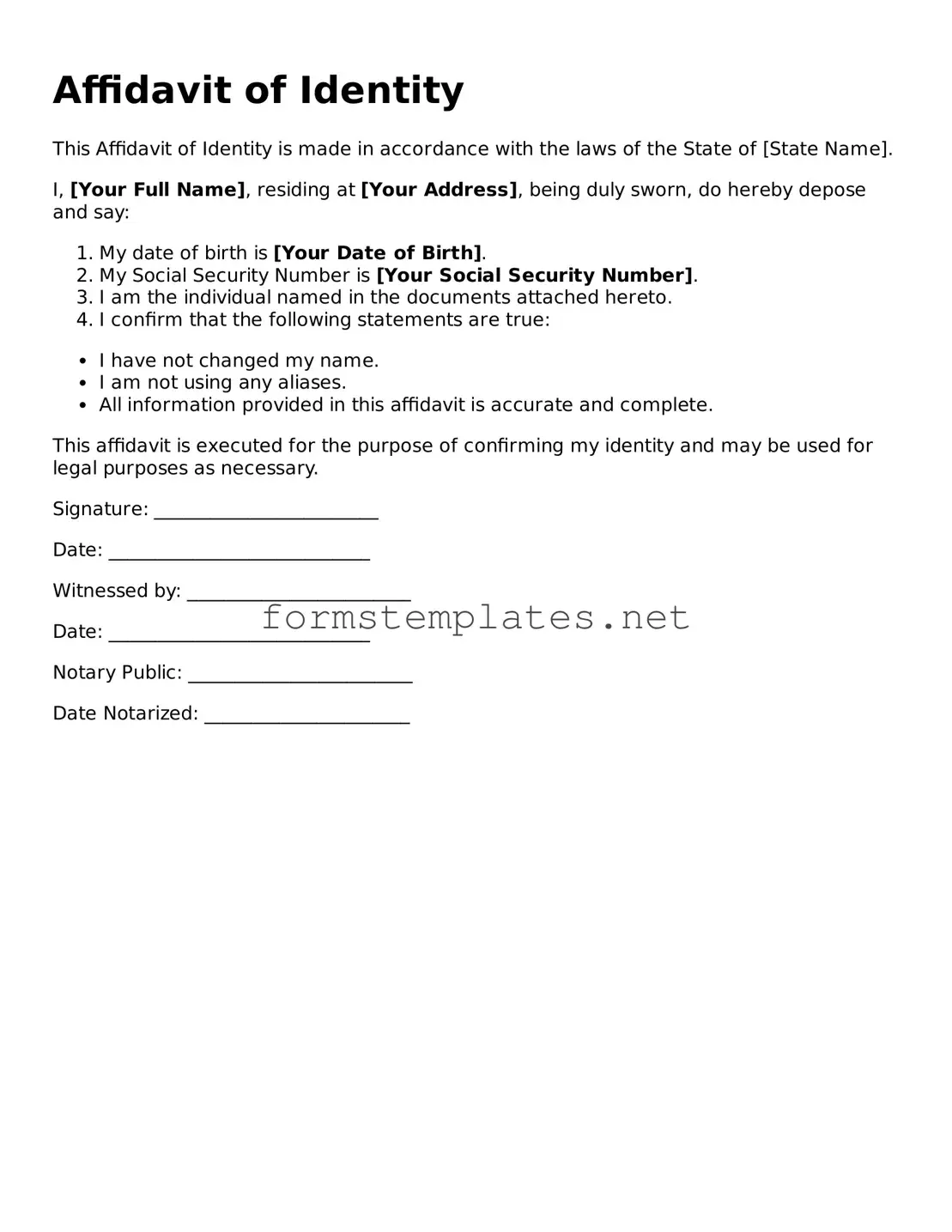 Attorney-Verified Affidavit of Identity Form