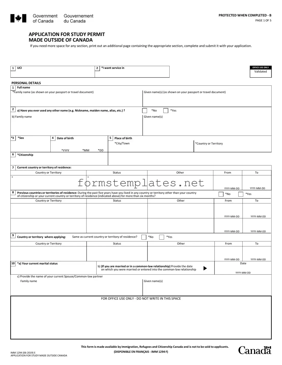Free Imm 1294 Template