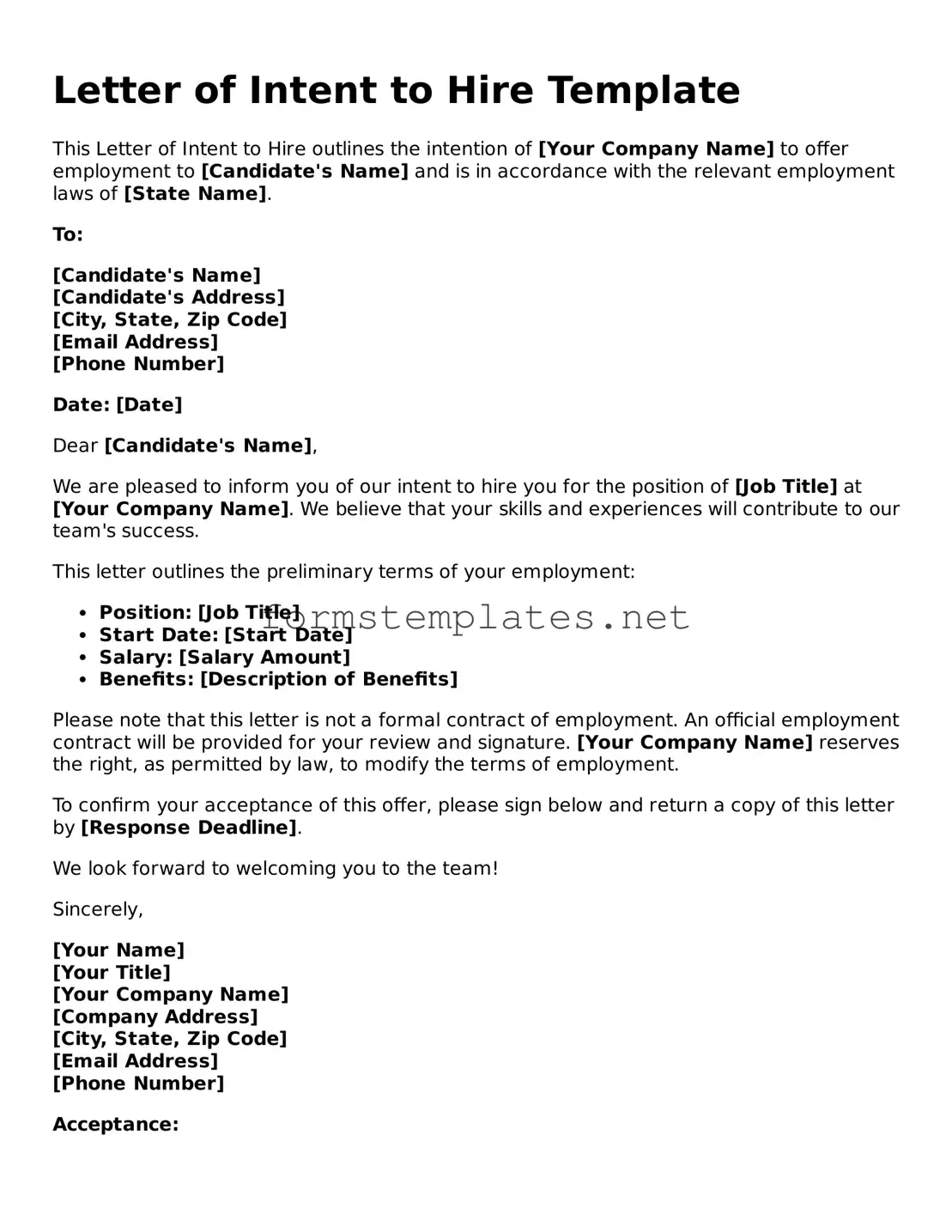 Attorney-Verified Letter of Intent to Hire Form