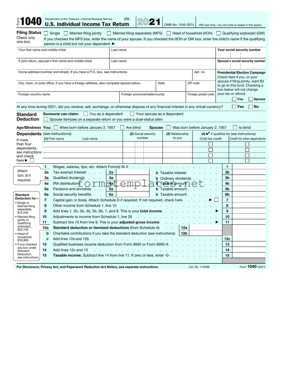Free IRS 1040 Template