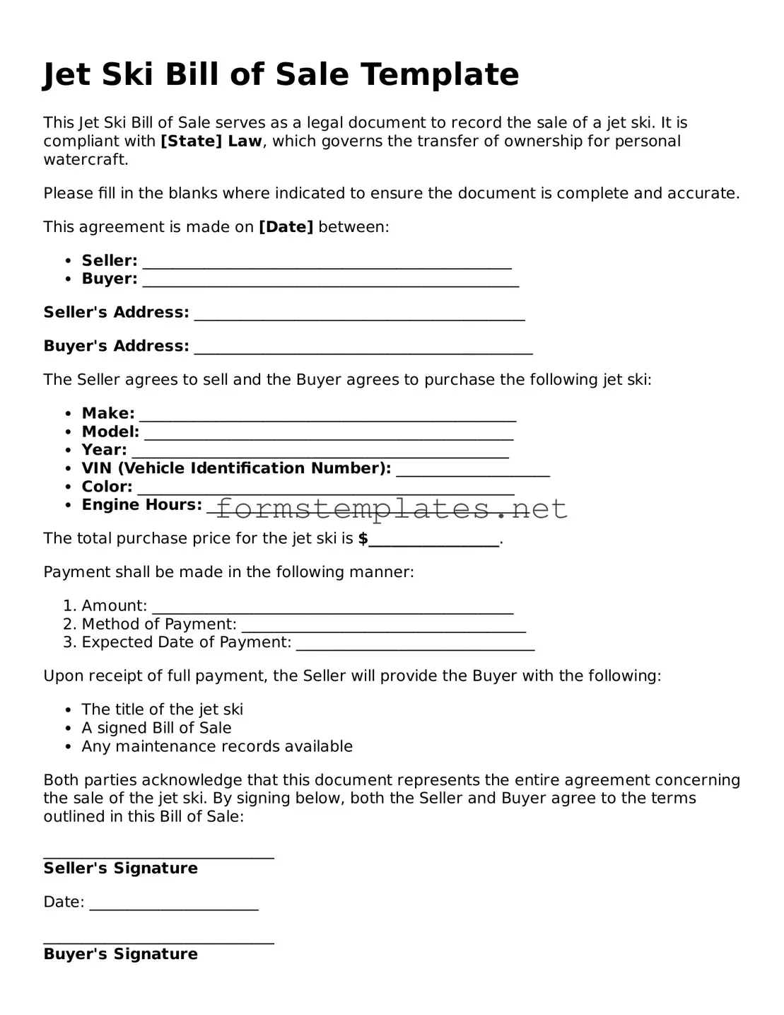 Attorney-Verified Jet Ski Bill of Sale Form