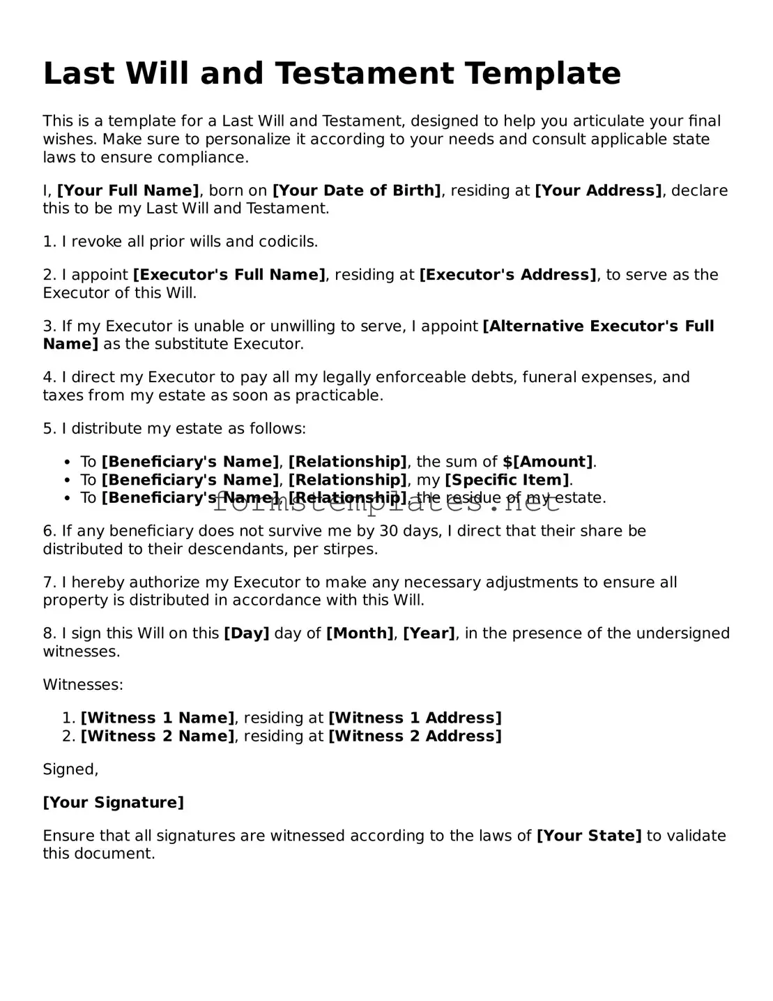 Attorney-Verified Last Will and Testament Form